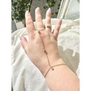 Marquis finger chain boho bracelet